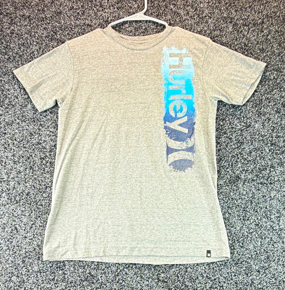 Hurley Logo Graphic Men's Gray Crew Neck Short Sleeve Knit Cotton Tee M